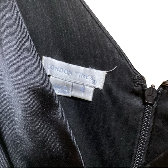 LONDON TIMES SIZE 4 SLEEVELESS MIDI DRESS WITH V NECK BOTH FRONT AND BACK - Picture 3 of 3